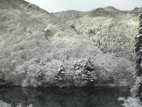四万湖の銀世界